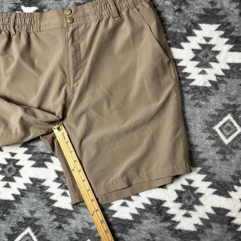 Burlebo Performance Shorts Khaki Tan Mens Large Stretch 7 Inch Inseam Comp Logo - Picture 7 of 12